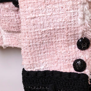 CHANEL 22C TWEED BLAZER PINK AND BLACK SIZE 36