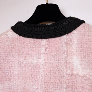 CHANEL 22C TWEED BLAZER PINK AND BLACK SIZE 36