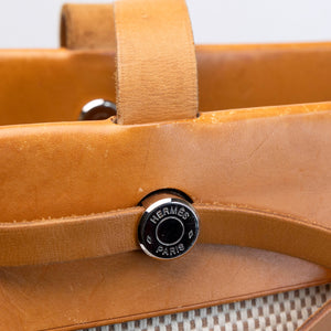 HERMES HERBAG CABAS TOILE CANVAS / VACHE LEATHER SHW