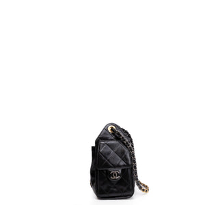 CHANEL MINI 25 BAG AGED CALFSKIN BLACK MULTICOLOUR HARDWARE (MICROCHIP)