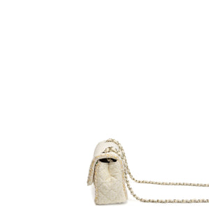 CHANEL CRUISE 2025/26 MINI CLASSIC HANDBAG TWEED LIGHT YELLOW GHW (MICROCHIP)