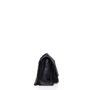 SAINT LAURENT MEDIUM NIKI BAG CROCODILE-EMBOSSED BLACK CALFSKIN BLACK HARDWARE