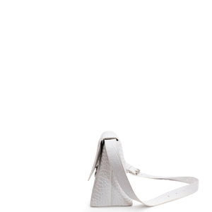 BALENCIAGA MEDIUN DOWNTOWN SHOULDER BAG EMBOSSED LEATHER WHITE SHW