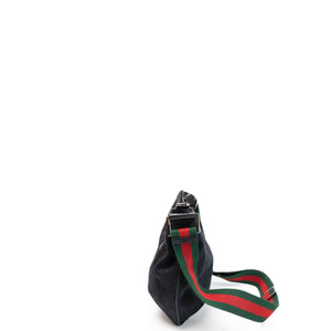 GUCCI BLACK GG MONOGRAM CANVAS WEB HOBO BAG SHW