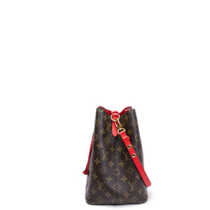 LOUIS VUITTON NEO NOE BROWN/ RED POUDRE MONOGRAM CANVAS GHW