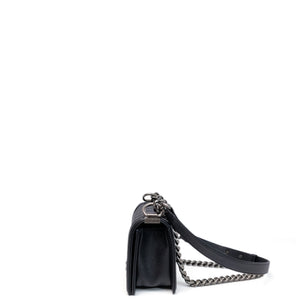 CHANEL SMALL CHEVRON LE BOY CALFSKIN BLACK SHW (MICROCHIP)
