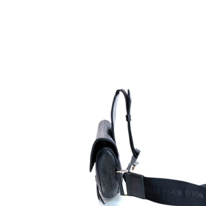 CHRISTIAN DIOR OBLIQUE GALAXY MENS SADDLE BAG BLACK CALFSKIN SHW
