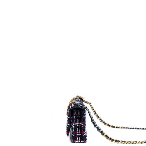 CHANEL SMALL 19 BAG TWEED BLACK / RED / WHITE MULTICOLOUR HARDWARE