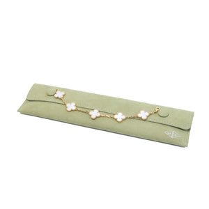 VAN CLEEF & ARPELS VINTAGE ALHAMBRA BRACELET , 5 MOTIFS , 18K YELLOW GOLD , MOTHER OF PEARL