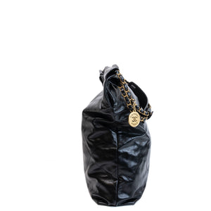 CHANEL LARGE 22 BAG SHINY CALFSKIN BLACK GHW (MICROCHIP)