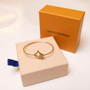 LOUIS VUITTON FLOWERGRAM STRASS BRACELET GOLD TONE HARDWARE