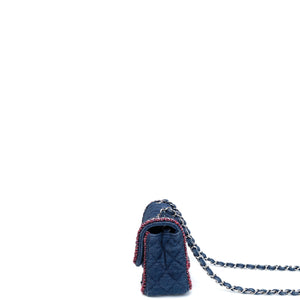 CHANEL DENIM MINI FLAP BAG BLUE WITH TWEED SHW