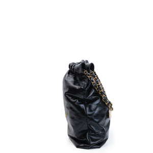 CHANEL MEDIUM 22 BAG SHINY CALFSKIN BLACK GHW (MICROCHIP)