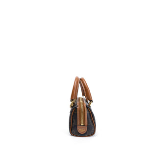 CELINE MINI BOSTON BAG TRIOMPHE CANVAS / CALFSKIN TAN GHW