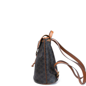 CELINE MEDIUM BACKPACK FOLCO IN TOILE TRIOMPHE CANVAS / CALFSKIN GHW