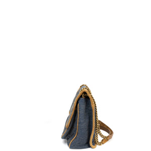 SAINT LAURENT MEDIUM NIKKI SHOULDER BAG DENIM BLUE / CINNAMON GHW