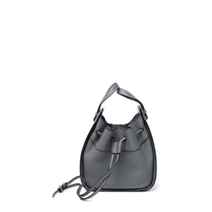LOEWE MINI HAMMOCK DRAWSTRING BAG GREY GRAINED CALFSKIN LEATHER SHW