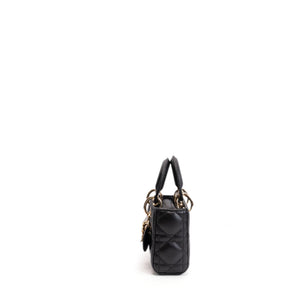 CHRISTIAN DIOR D-JOY MICRO BAG BLACK LAMBSKIN LEATHER LGHW
