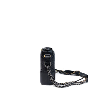 CHANEL MEDIUM GABRIELLE HOBO BAG BLACK CALFSKIN LEATHER GOLD / SILVER TONE