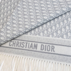 CHRISTIAN DIOR OBLIQUE STOLE CASHMERE GRAY SCARF