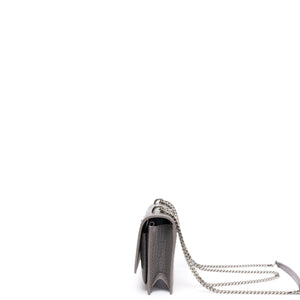 SAINT LAURENT MINI SUNSET BAG GRAY CROCODILE-EMBOSSED CALFSKIN LEATHER SHW