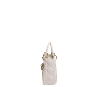 CHRISTIAN DIOR MINI LADY DIOR LAMBSKIN WHITE GHW