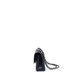 CHANEL SMALL CLASSIC DOUBLE FLAP BAG BLACK CAVIAR LEATHER SHW