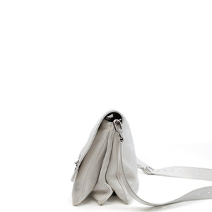 BALENCIAGA SOFT FLAP BAG WHITE CALFSKIN LEATHER SHW