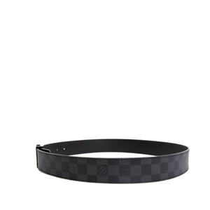 LOUIS VUITTON INITIALS 40MM BELT DAMIER EBENE BLACK WITH BLACK HARDWARE