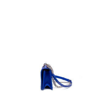 CHRISTAIN DIOR DIORAMA WALLET ON CHAIN BLUE LAMBSKIN LEATHER SHW