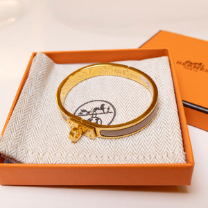 HERMES MINI CLIC KELLY BRACELET GOLD TONE / ROSE CANDEUR
