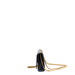 SAINT LAURENT SMALL KATE BAG WITH TASSEL CROC-EMBOSSED LEATHER BLACK GHW