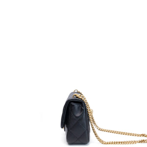 CHANEL COCO LOVE FLAP BAG BLACK CAVIAR GHW (MICROCHIP)