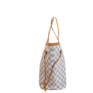 LOUIS VUITTON NEVERFULL MM DAMIER AZUR CANVAS ROSE BALLERINE GHW