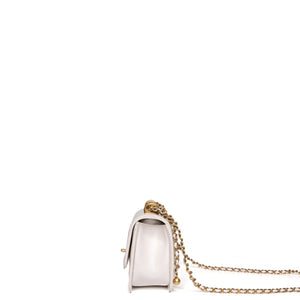 CHANEL 24C GOLD CRUSH MINI FLAP BAG WHITE CALFSKIN GHW (MICROCHIP)