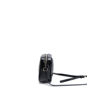 GUCCI SOHO DISCO CAMERA BAG PATENT LEATHER BLACK LGHW