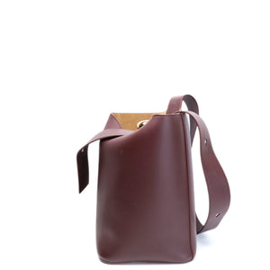 LOEWE MEDIUM PEBBLE BUCKET BAG DARK BURGUNDY CALFSKIN GHW