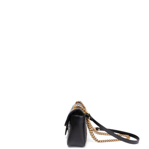 GUCCI GG MARMONT SMALL SHOULDER BAG CALFSKIN BLACK GHW