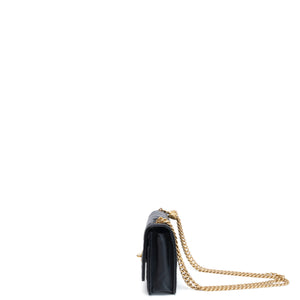 CHANEL 22K GOLD PILLAR WALLET ON CHAIN BLACK LAMBSKIN GHW