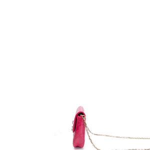 CHRISTIAN DIOR MISS DIOR PROMENADE WALLET ON CHAIN PINK CANNAGE QUILTED PATENT LEATHER GHW