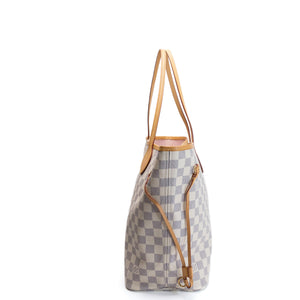 LOUIS VUITTON NEVERFULL MM DAMIER AZUR CANVAS ROSE BALLERINE GHW
