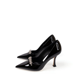 JIMMY CHOO BELINDA PUMP 90 PAT BLACK PATENT LEATHER SIZE 36.5