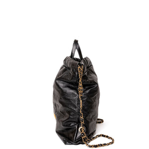 CHANEL 22 BACKPACK CALFSKIN BLACK GHW (MICROCHIP)