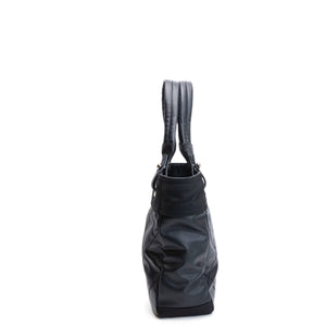 CHANEL SMALL QUILTED COATED CANVAS PARIS BIARRITZ TOTE BAG BLACK SHW