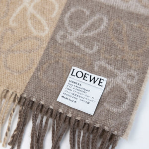 LOEWE ANAGRAM SCARF IN WOOL & CASHMERE BEIGE