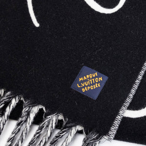 LOUIS VUITTON SIGNATURE SCARF BLACK & WHITE WOOL