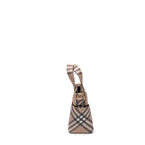BURBERRY LOGO APPLIQUE VINTAGE CHECK E-CANVAS TOTE BAG GHW