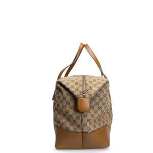 GUCCI BOSTON BAG GG CANVAS BROWN TOTE BAG SHW