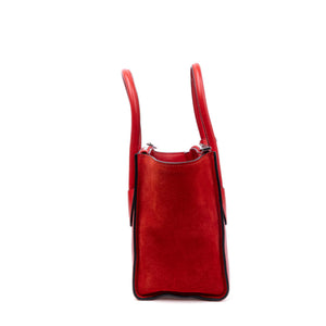 PRADA SMALL GLACE CALFSKIN LEATHER TWIN POCKET SATCHEL RED SHW