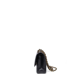 CHANEL MEDIUM CLASSIC DOUBLE FLAP BAG BLACK CAVIAR LEATHER GHW (MICROCHIP)